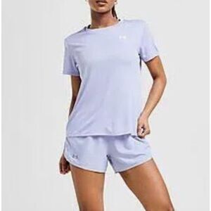 Under Armour Women Loose Crew Neck Short sleeve Textured Tee Lavender XL NEW